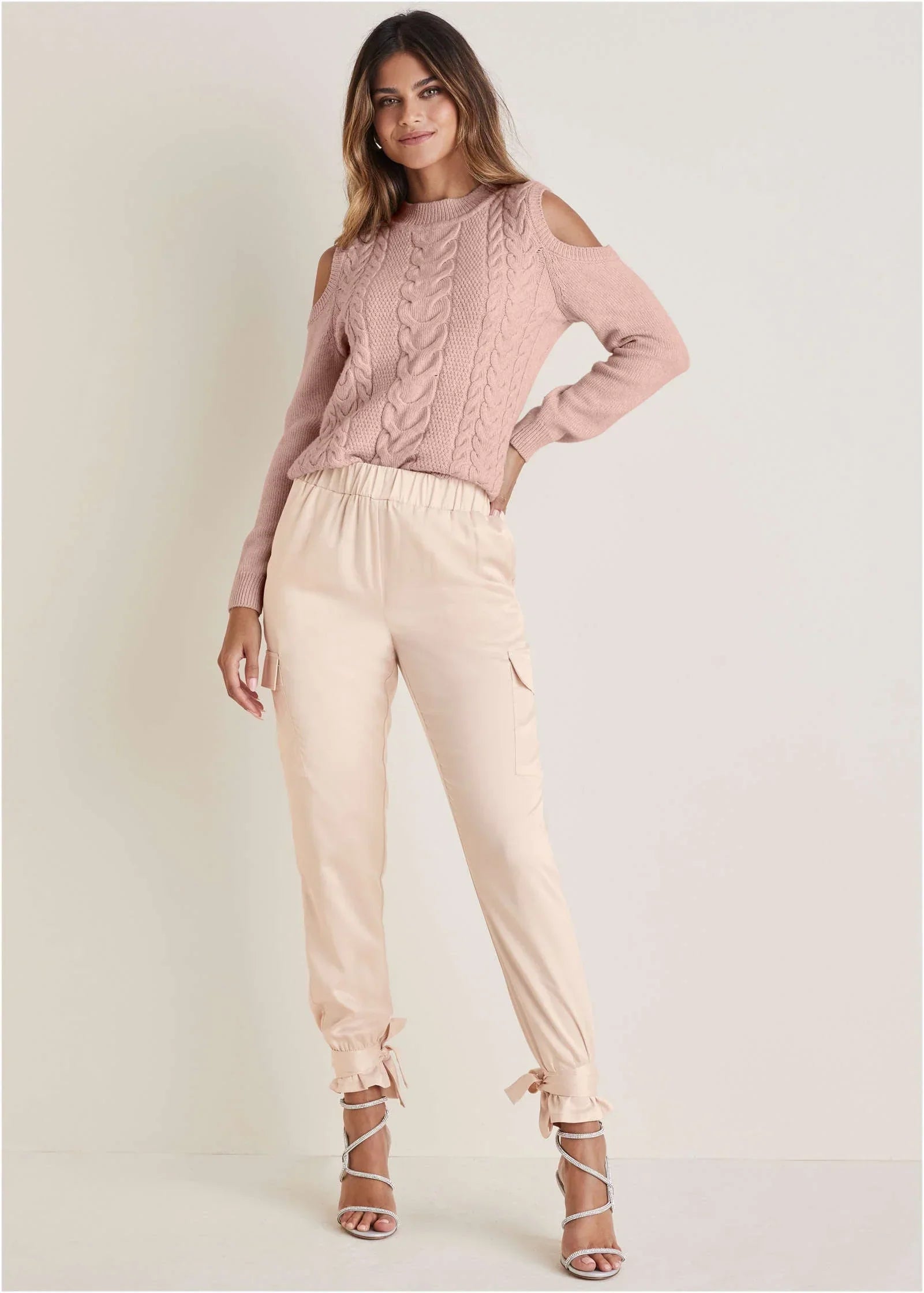 Satin Jogger Pants Peach Dust