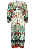 V Neck Midi Dress Seti Olive Ikat