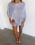 FERN CROCHET PONCHO SILVER