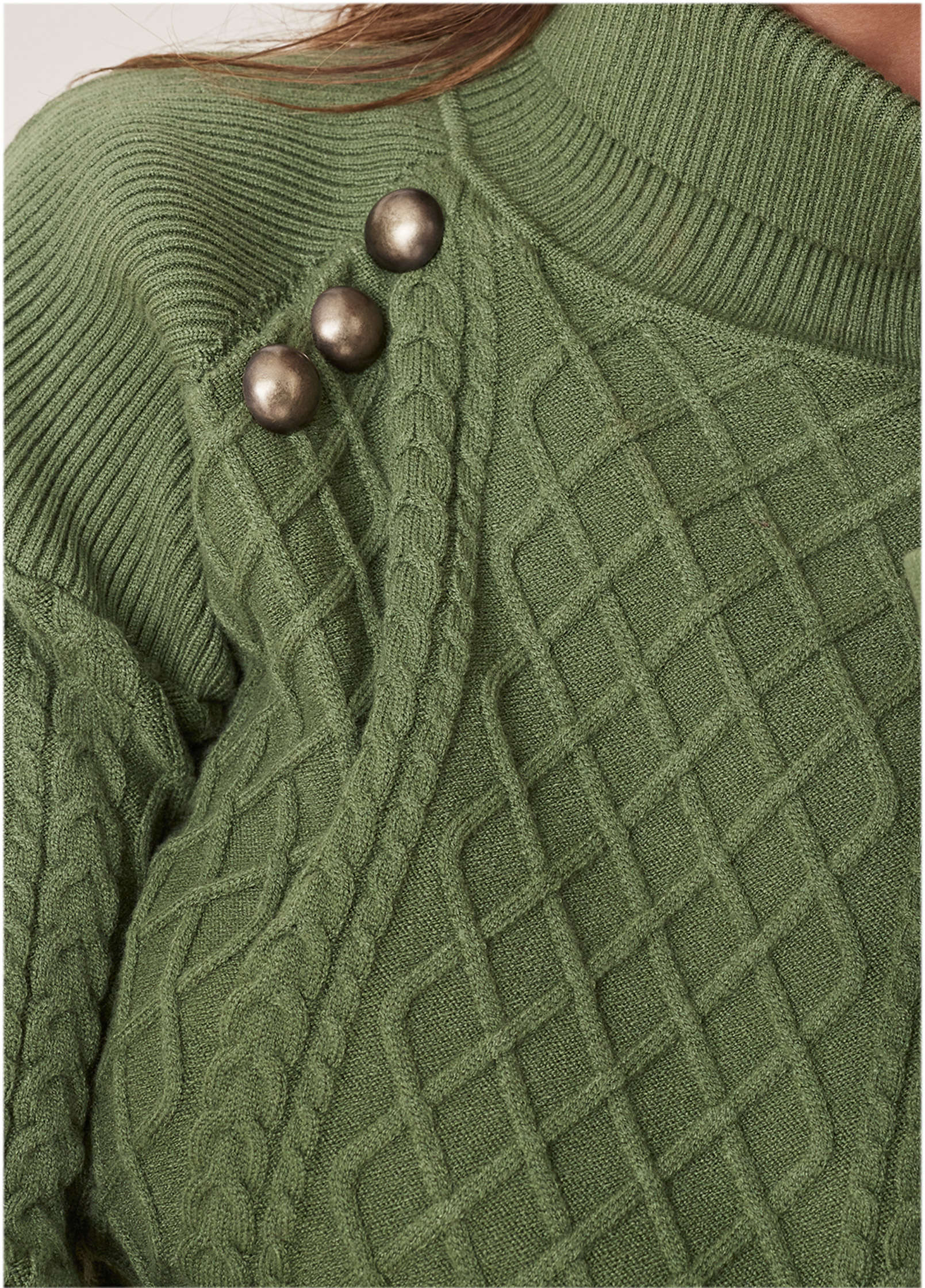 Military Button Sweater Bronze Green