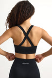 Super Sculpt Seamless Cross Back Sports Bra in Black