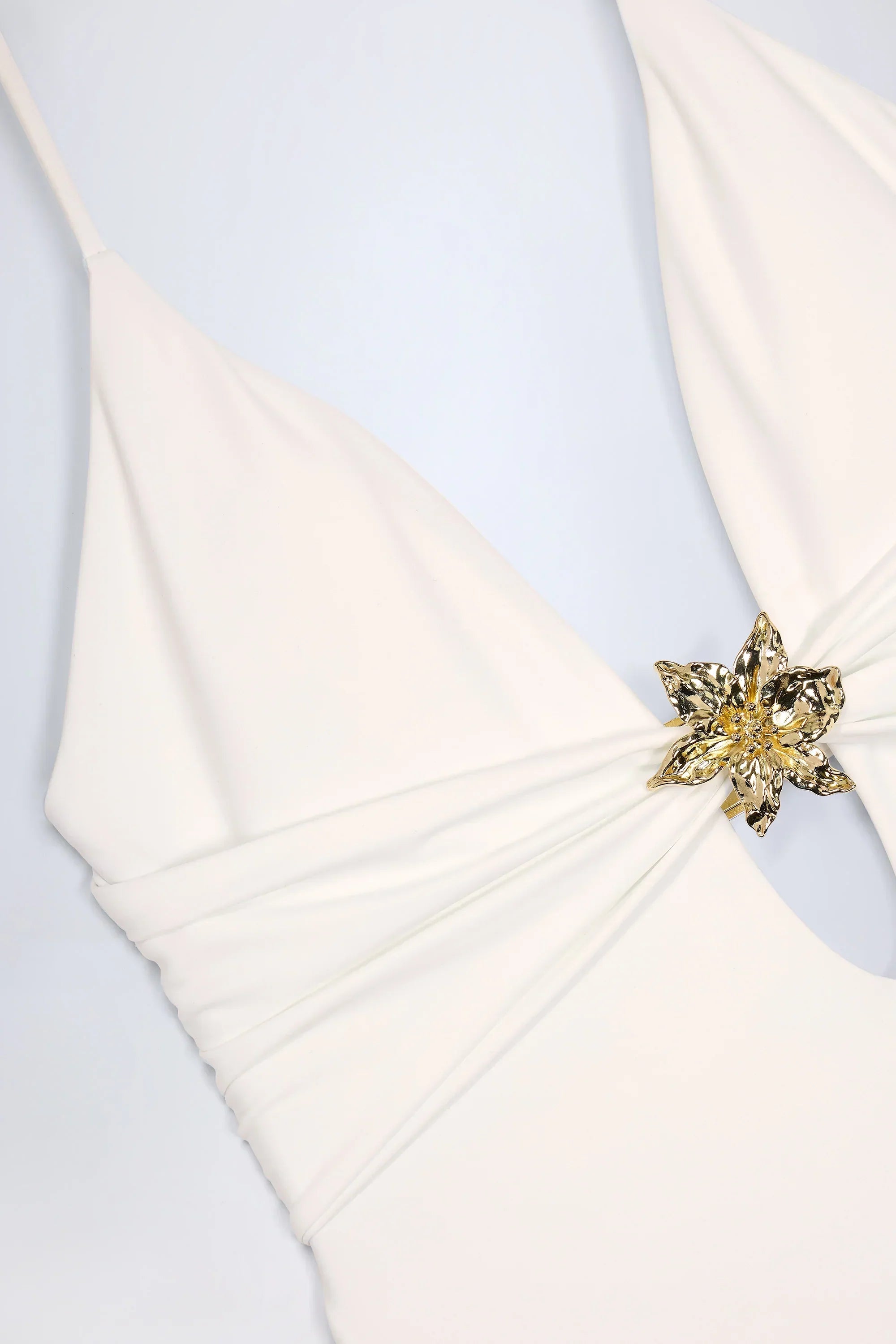 Cut Out Hardware Detail Swimsuit in White