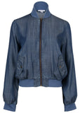 Chambray Bomber Jacket Dark Wash