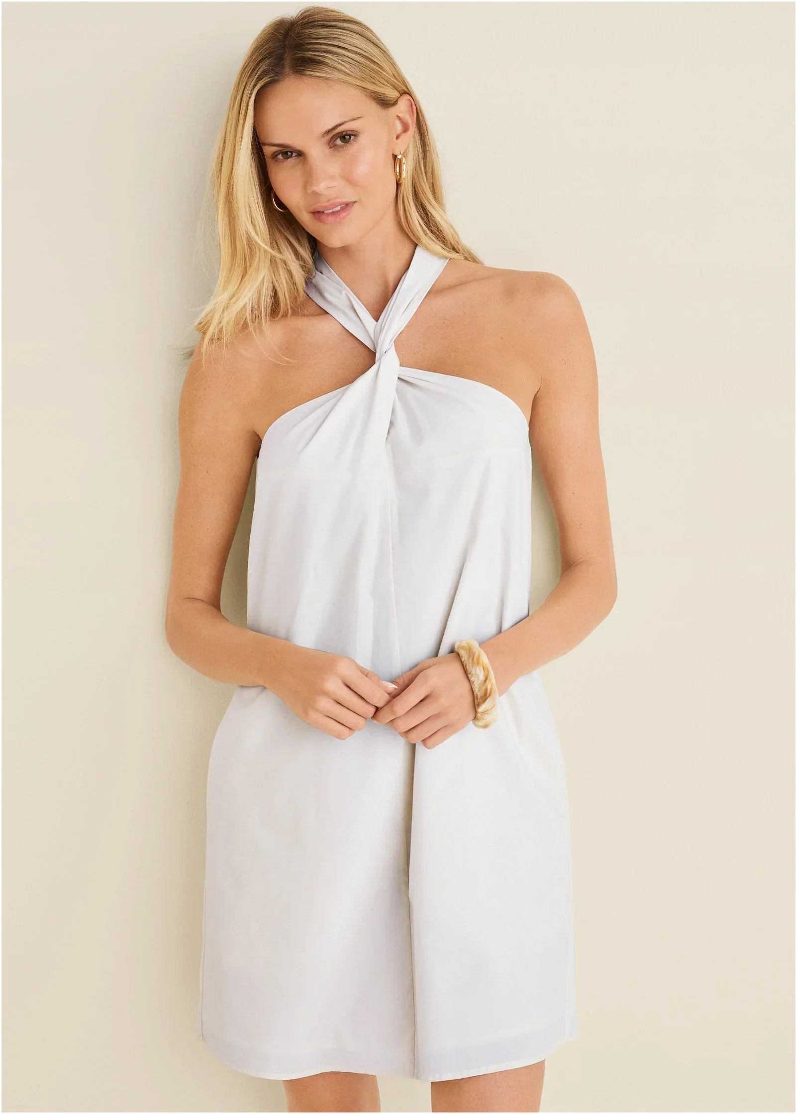Twist Halter Dress Cloud Dancer