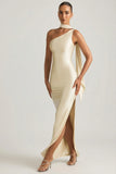 Asymmetric Scarf Detail Maxi Dress in Ivory