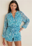 Crinkle Chiffon Romper Water Snake