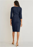 Ponte Ruched Dress Navy