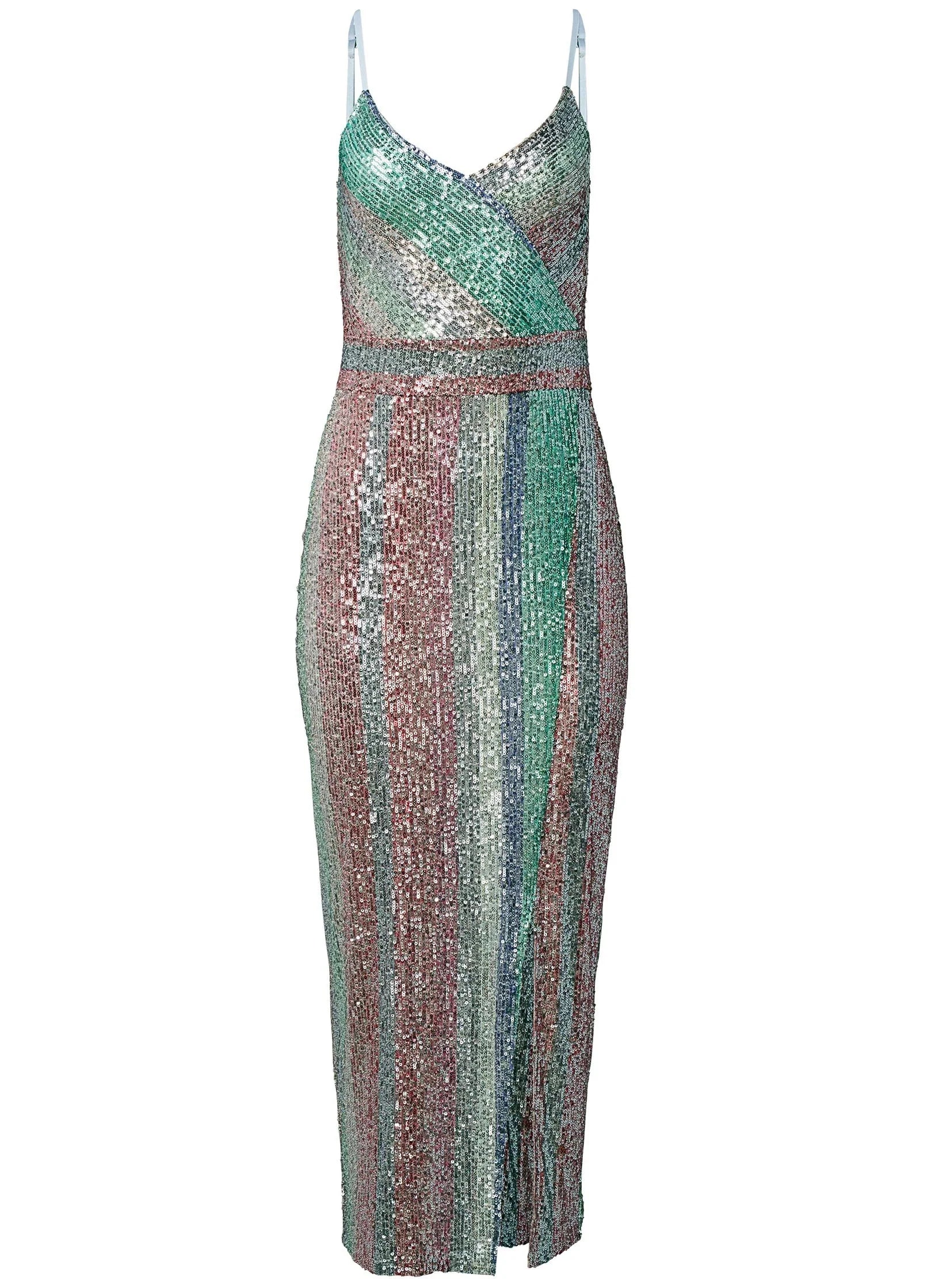 Striped Sequin Midi Dress Multi