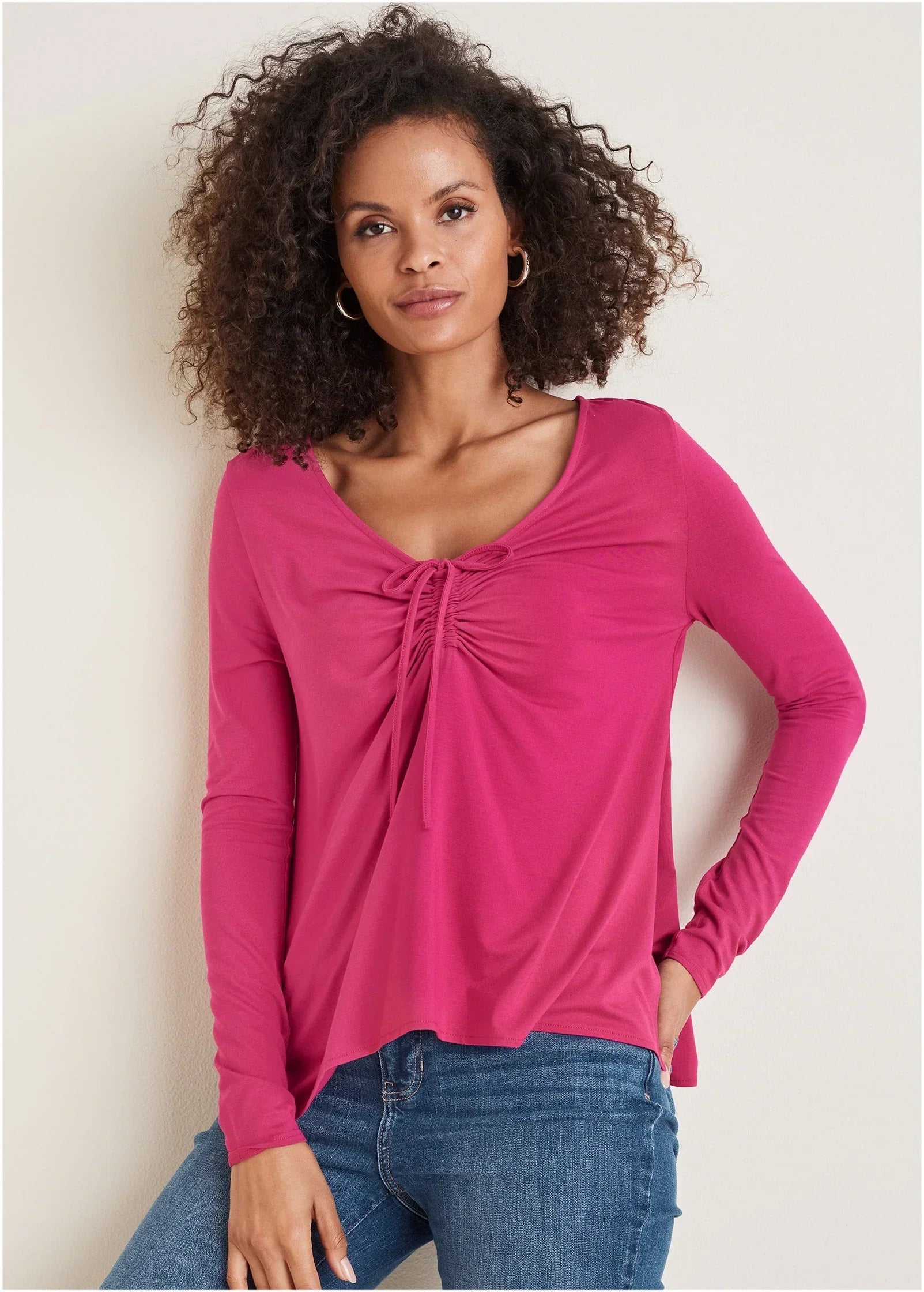 Ruched Tie Front Top Vivacious