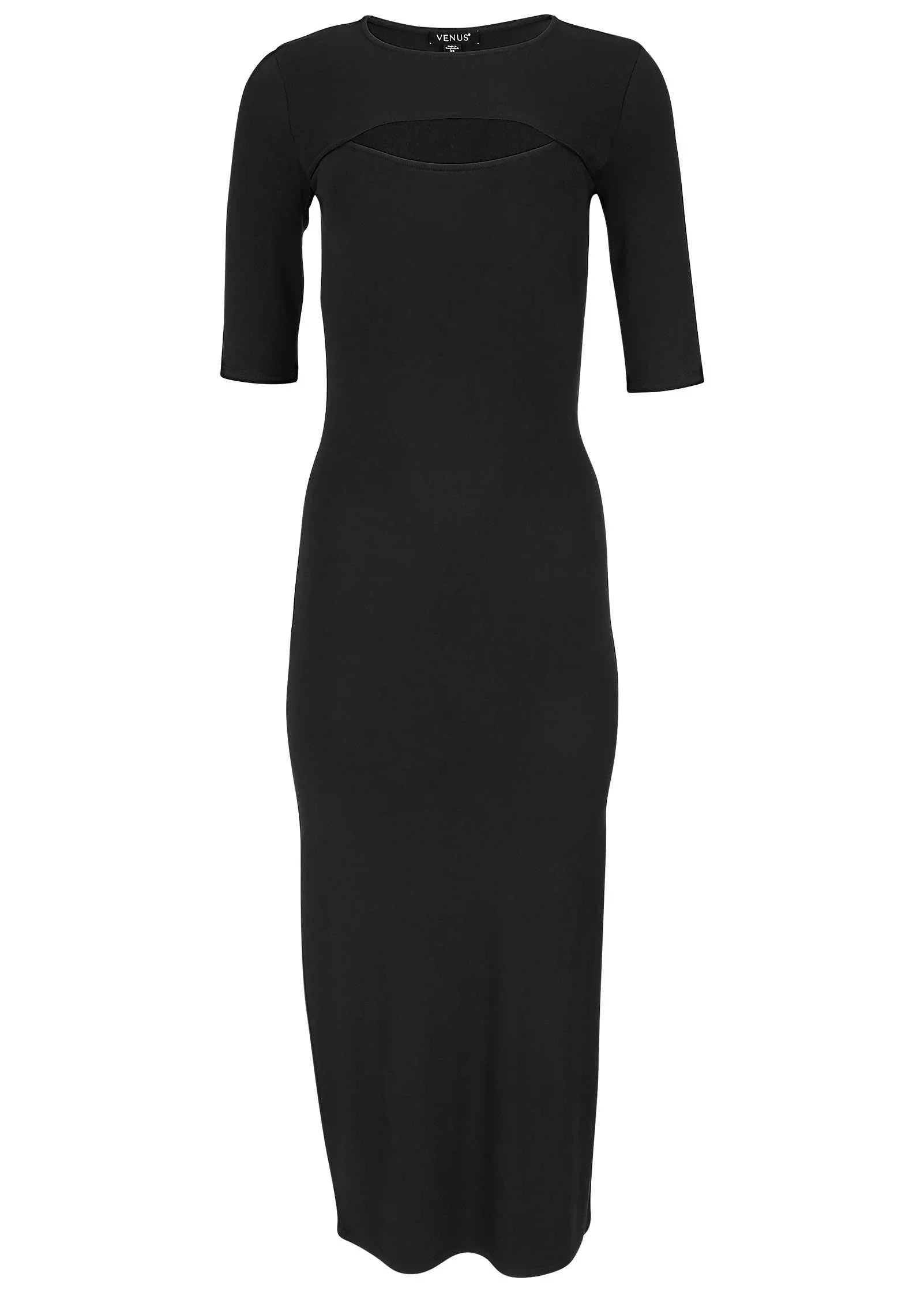 Front Cut Out Maxi Dress Jet Black