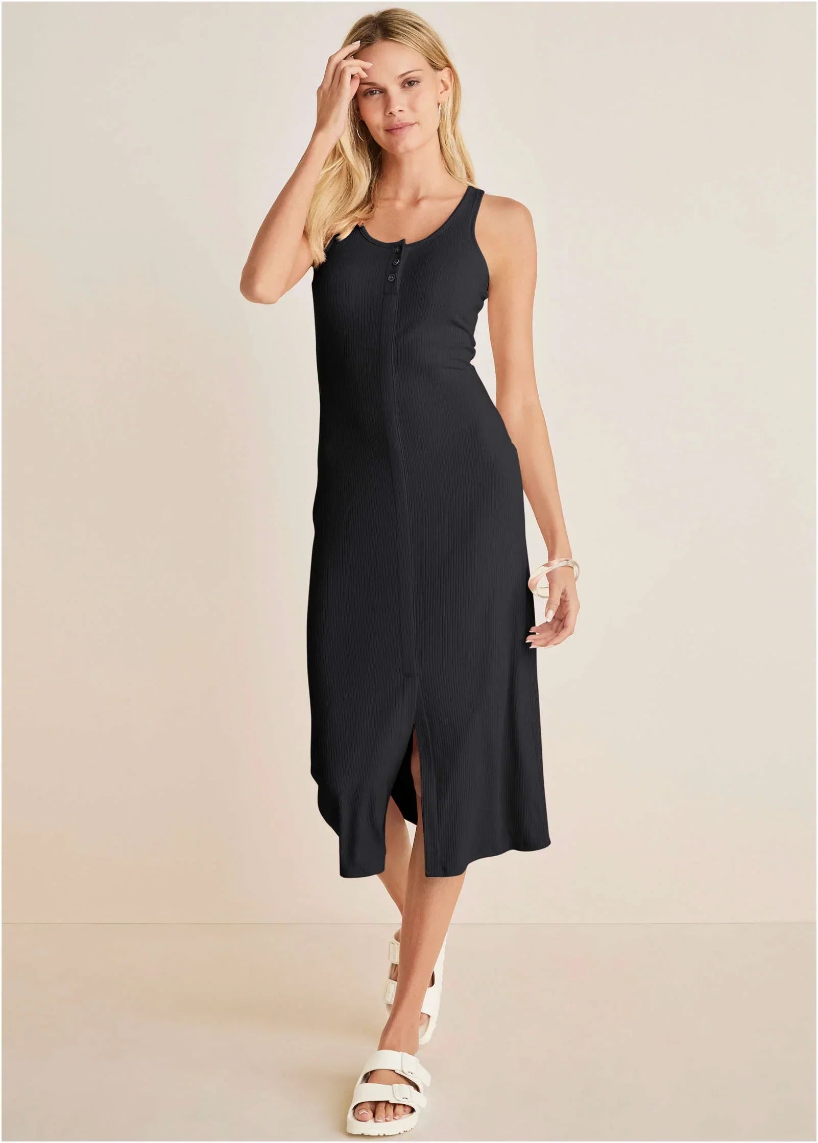 Henley Midi Dress Jet Black
