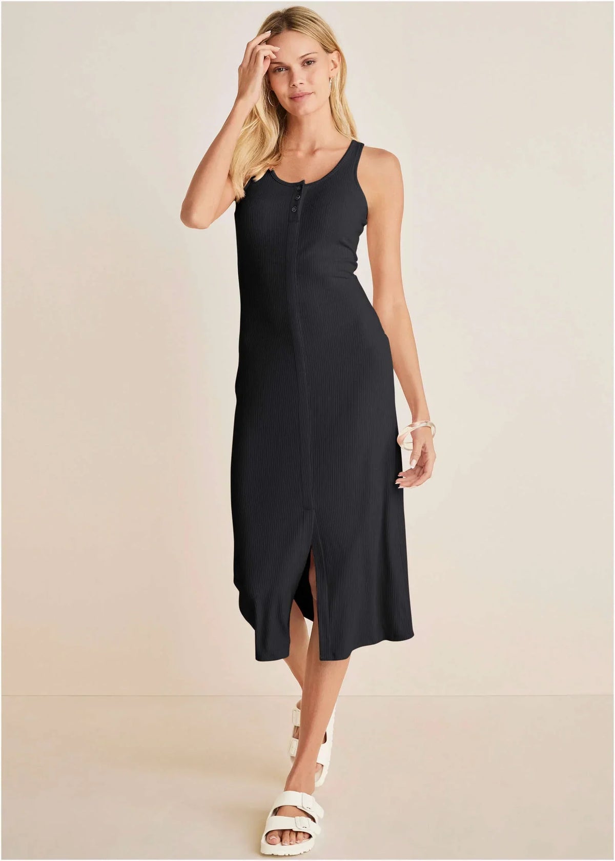 Henley Midi Dress Jet Black