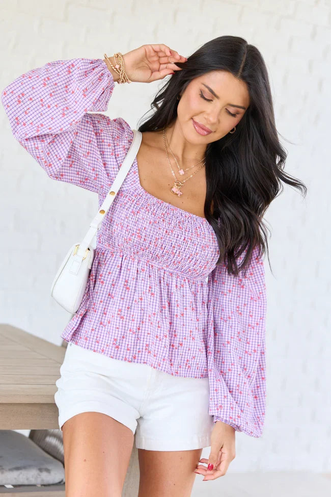 Darling Days Pink Floral And Gingham Top