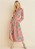 Cotton Linen Shirt Midi Dress Venetian Patchwork