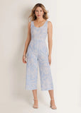 Linen Jumpsuit Etched Coastal Floral