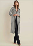 Faux Suede Trench Coat Grey