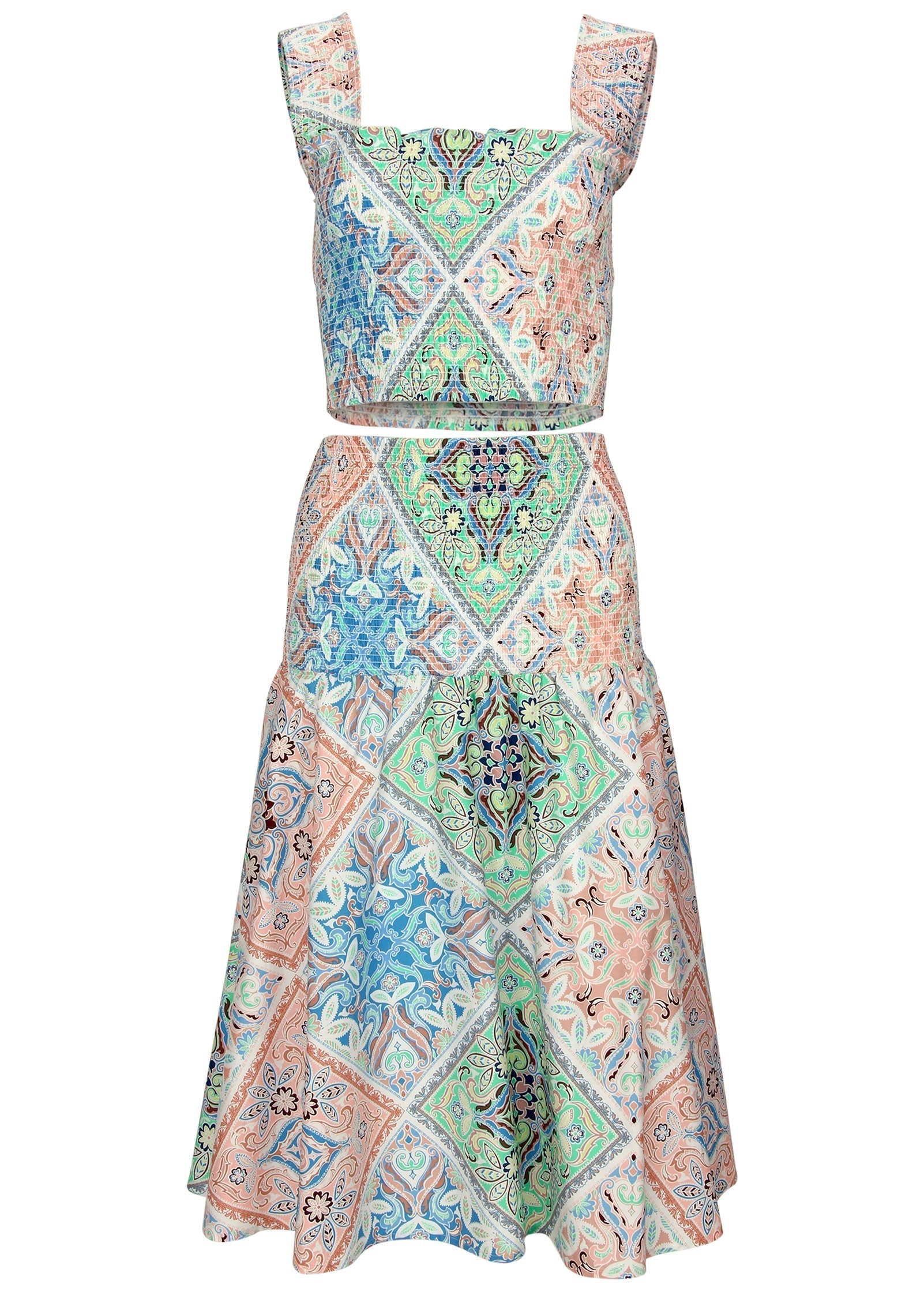 Smocked Two Piece Set Boho Tile