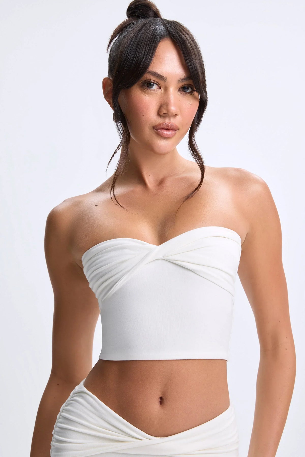 Modal Twist Front Bandeau Top in White