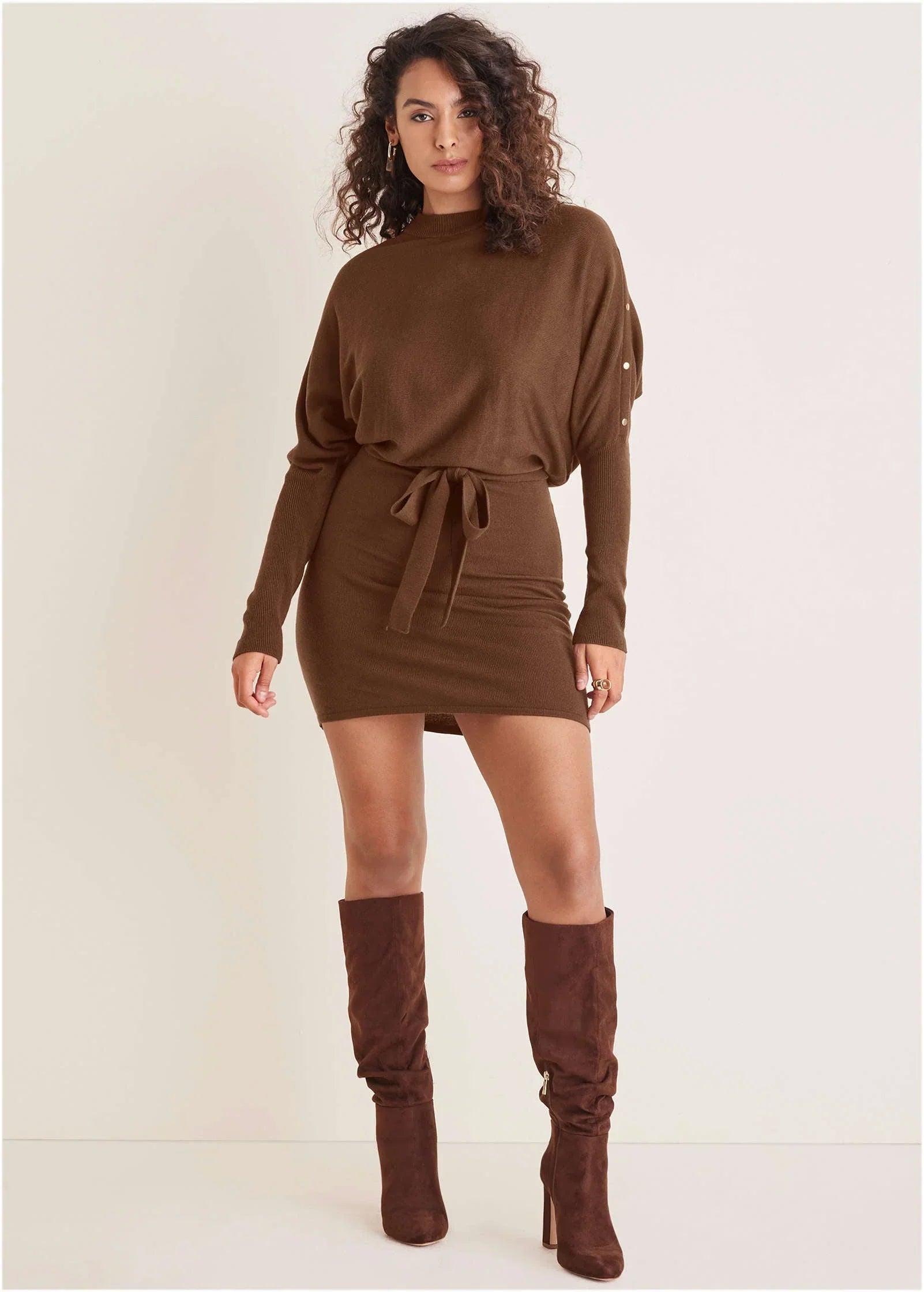 Dolman Sleeve Sweater Dress Chocolate Fondant