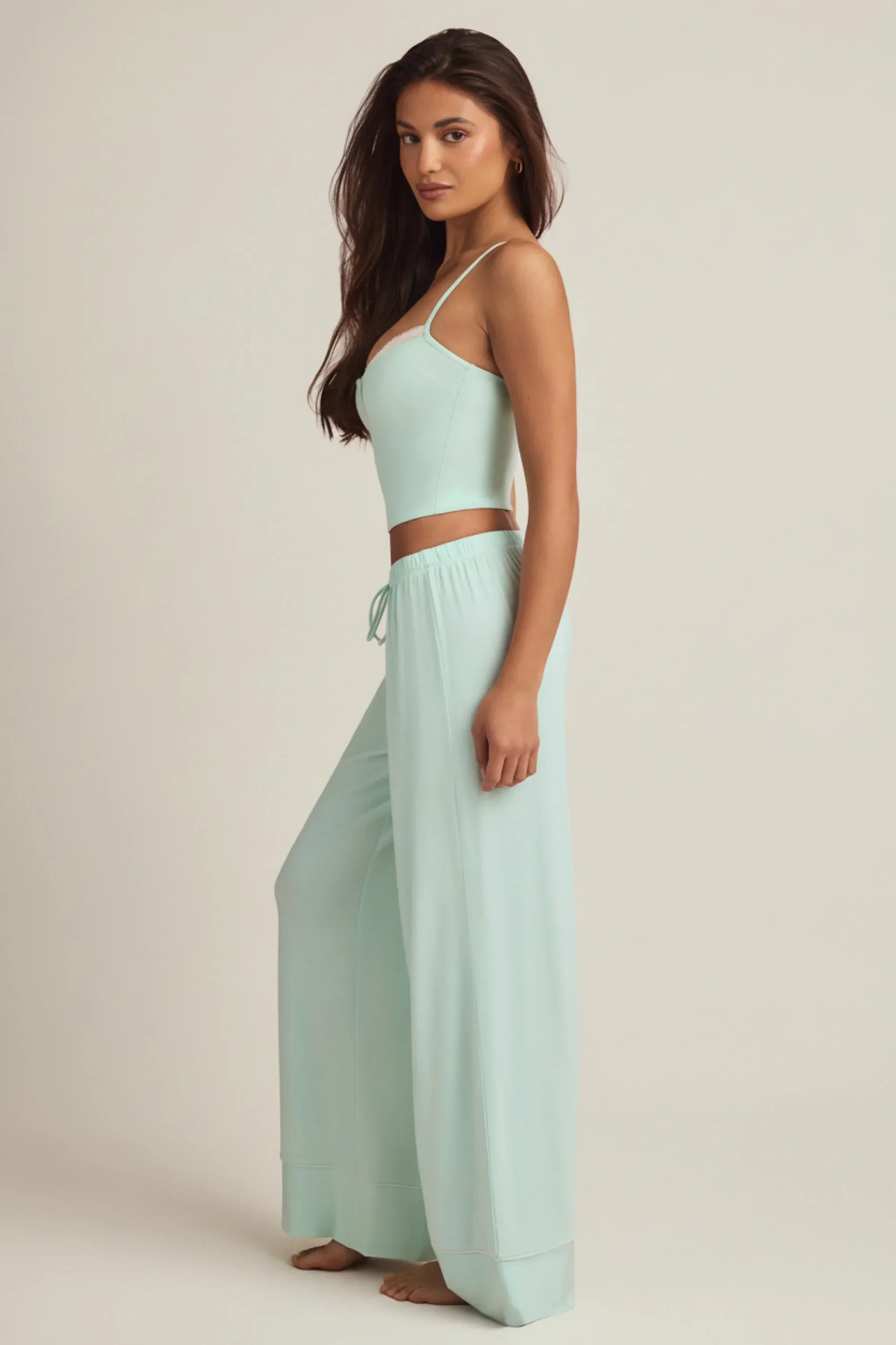 Modal Mid Rise Pyjama Trousers in Mint