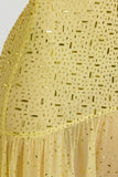 Semi Sheer Embellished Asymmetric Maxi Dress in Yellow