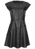 Faux Leather Mini Dress Jet Black