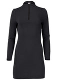 Ponte Zip Front Mini Dress Jet Black