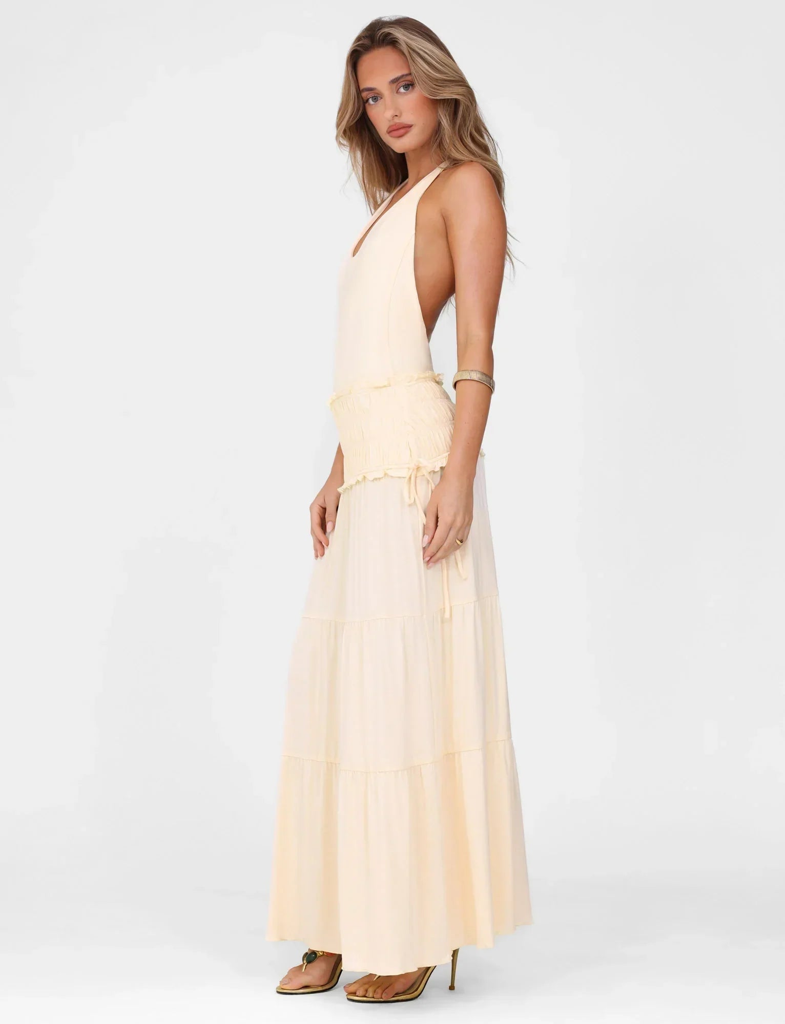 DENALI HALTER DRESS NEUTRAL BONE
