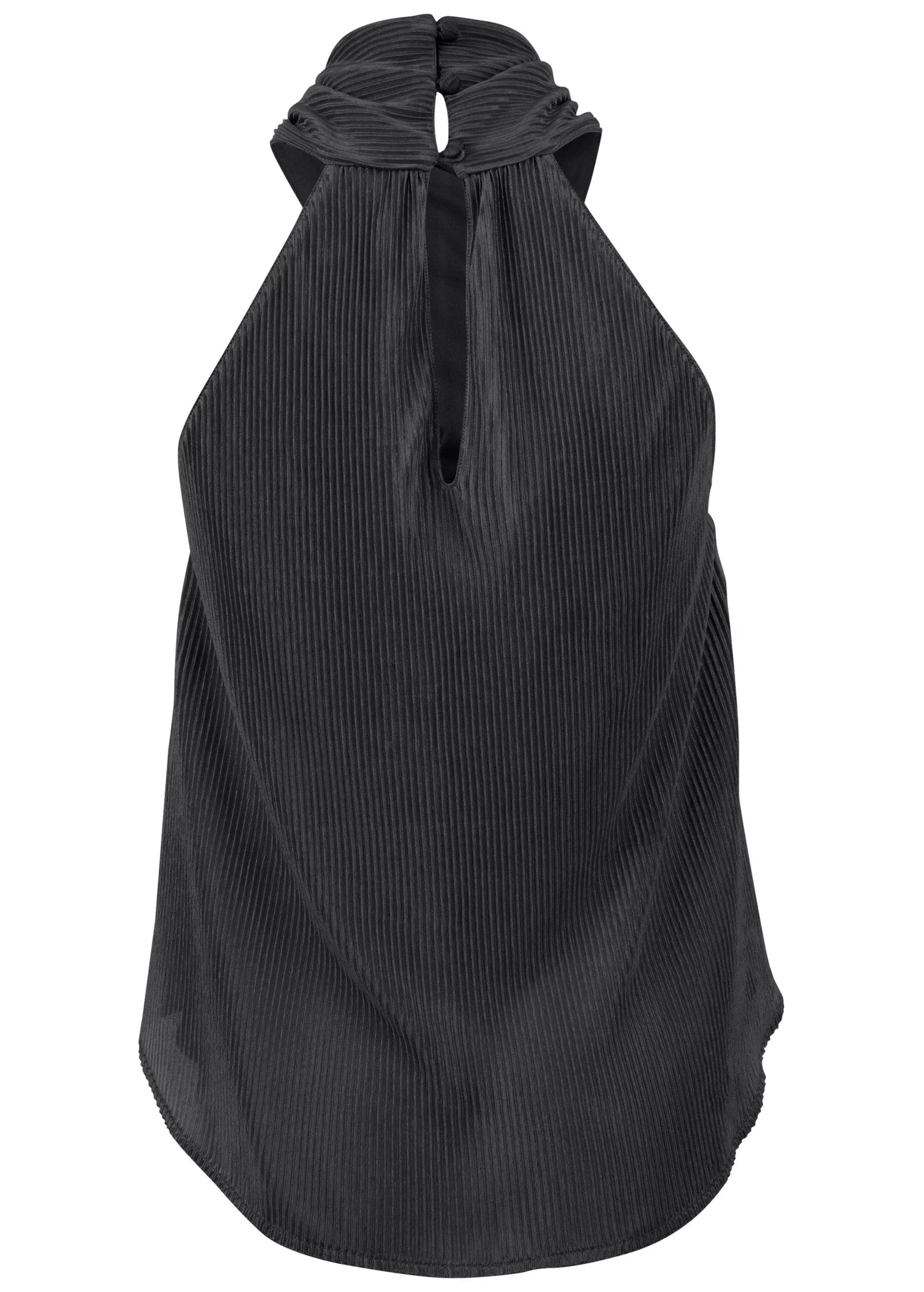 Plisse Cross Neck Tank Jet Black