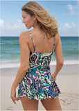Venice Skirted Swim Dress Fuzzy Paisley