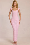 Sweetheart Neck Maxi Dress in Blossom Pink