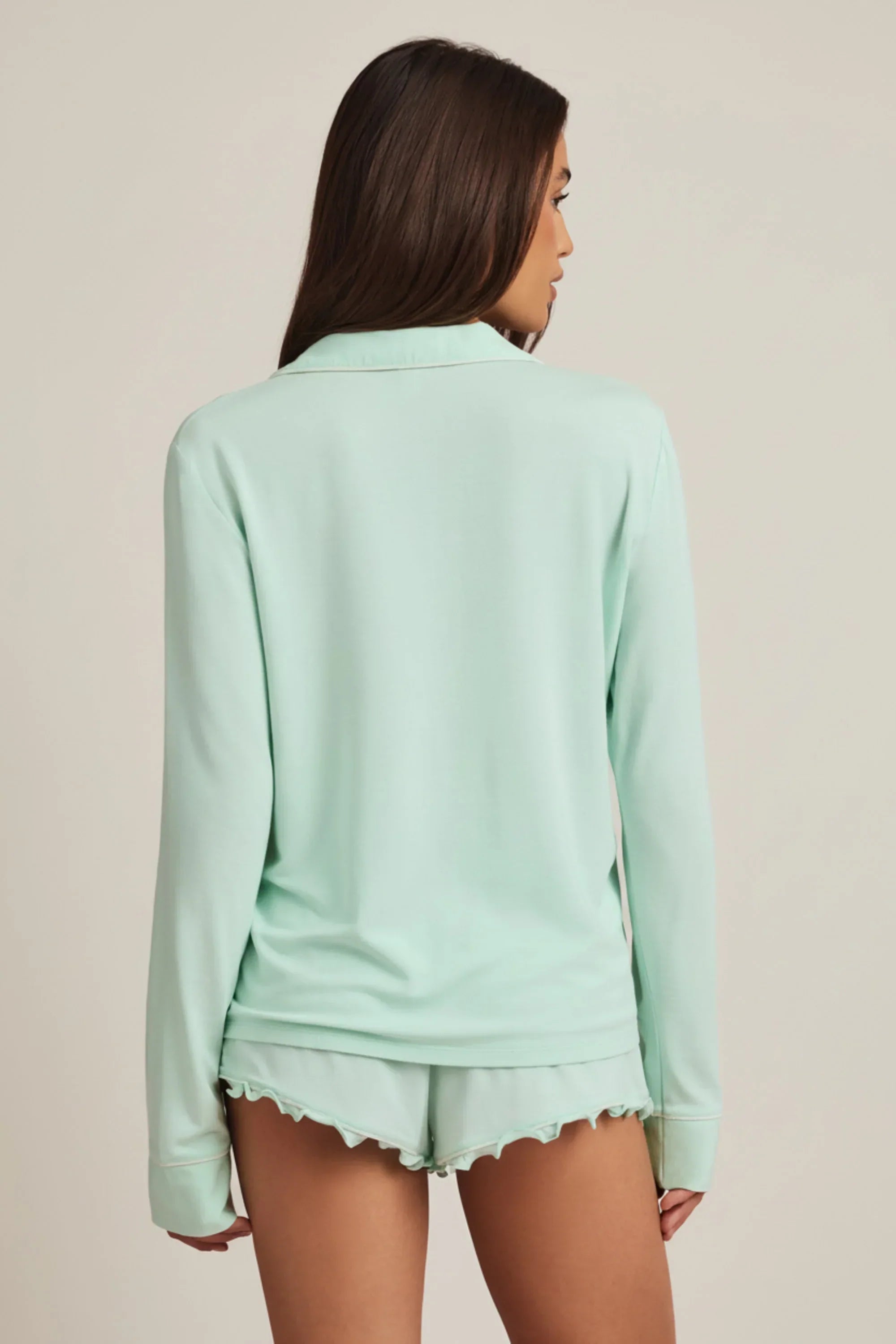 Modal Long Sleeve Pyjama Top in Mint
