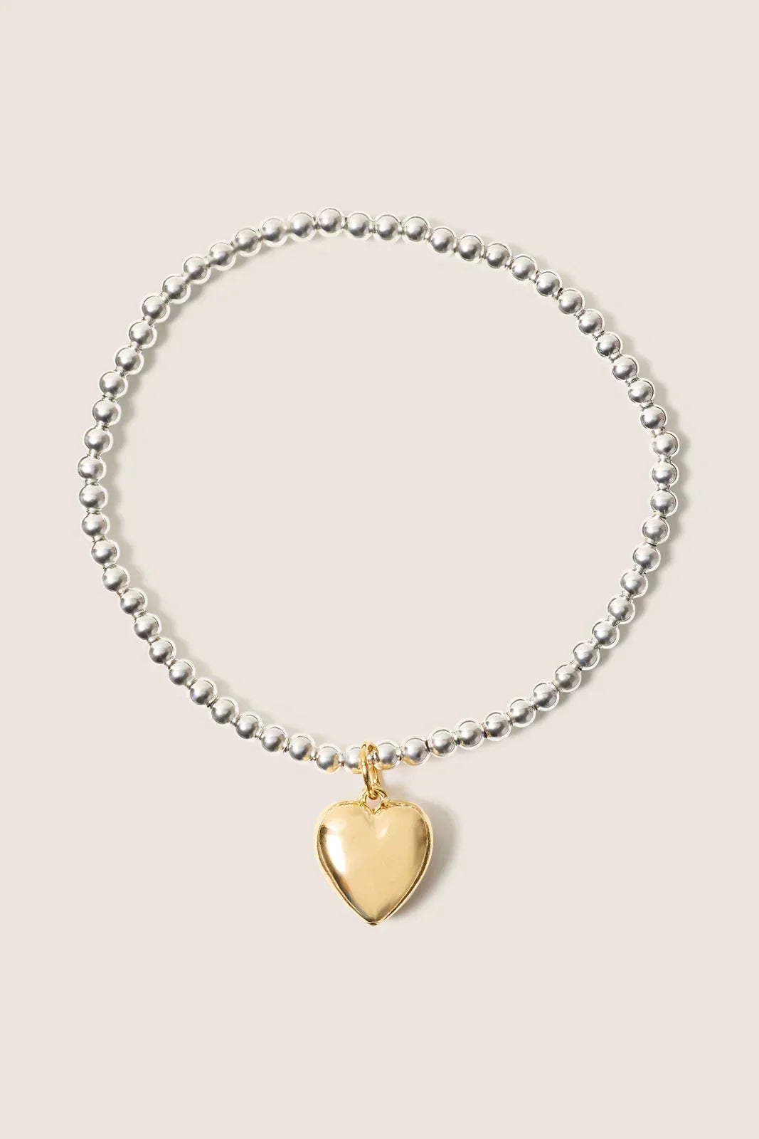 Classic Mixed Metal 3mm Bracelet w Heart