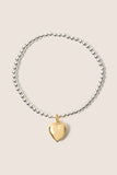 Classic Mixed Metal 3mm Bracelet w Heart