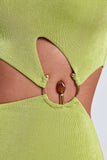 Hardware Detail One Shoulder Maxi Dress in Olive Green