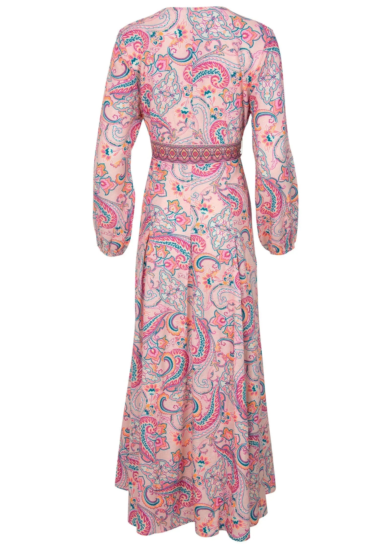 Tie Waist Linen Maxi Dress Venetian Paisley