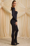 Petite Slinky Jersey Cowl Neck Jumpsuit in Black