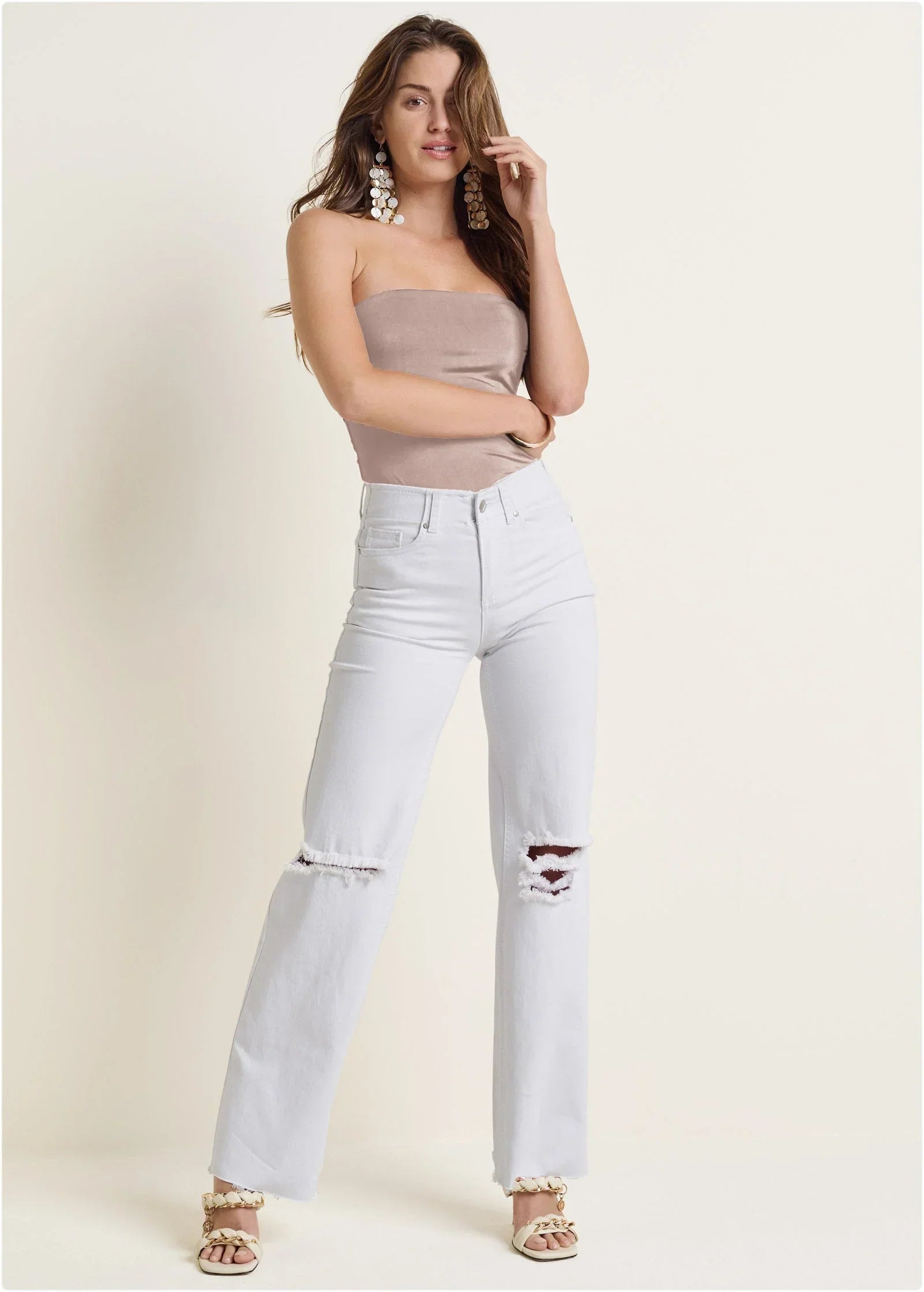 Laura Crop Wide Leg Jean White Denim