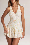 Modal Button Detail A Line Mini Dress in Floral Print