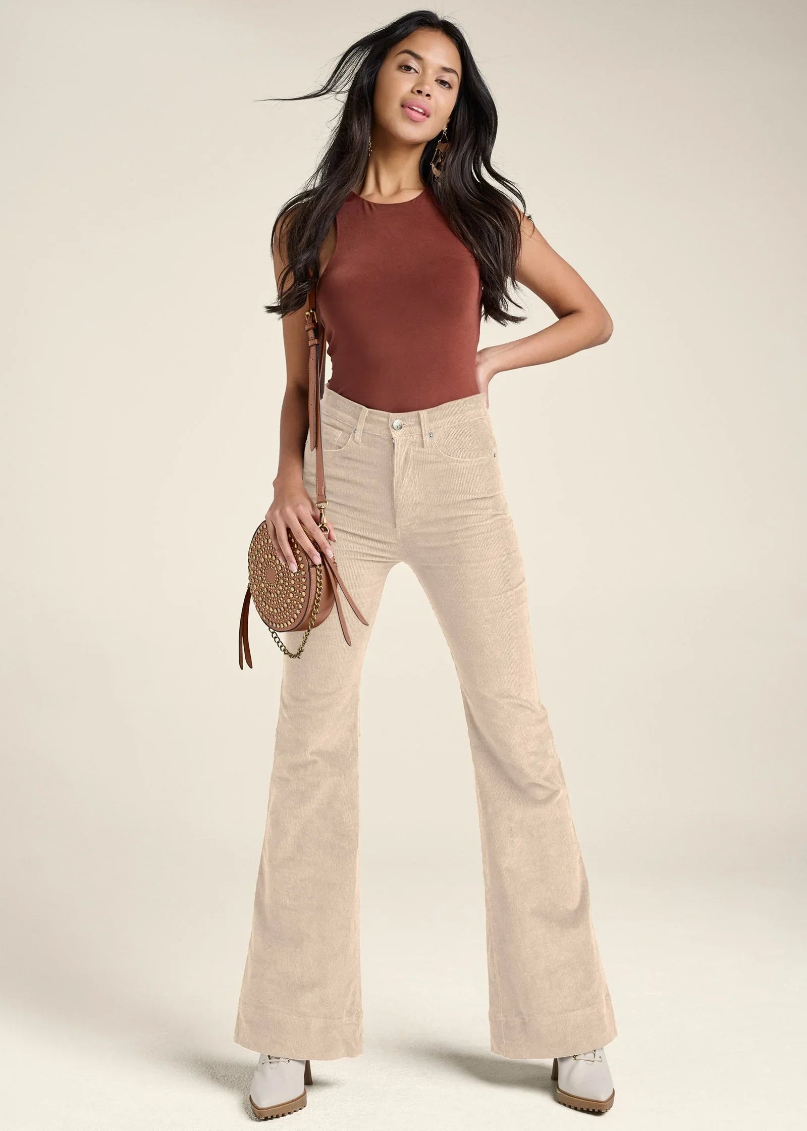 Corduroy Flared Pants Cream