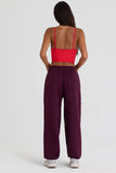 Brushed Cotton Jersey Mid Rise Relaxed Joggers in Burgundy