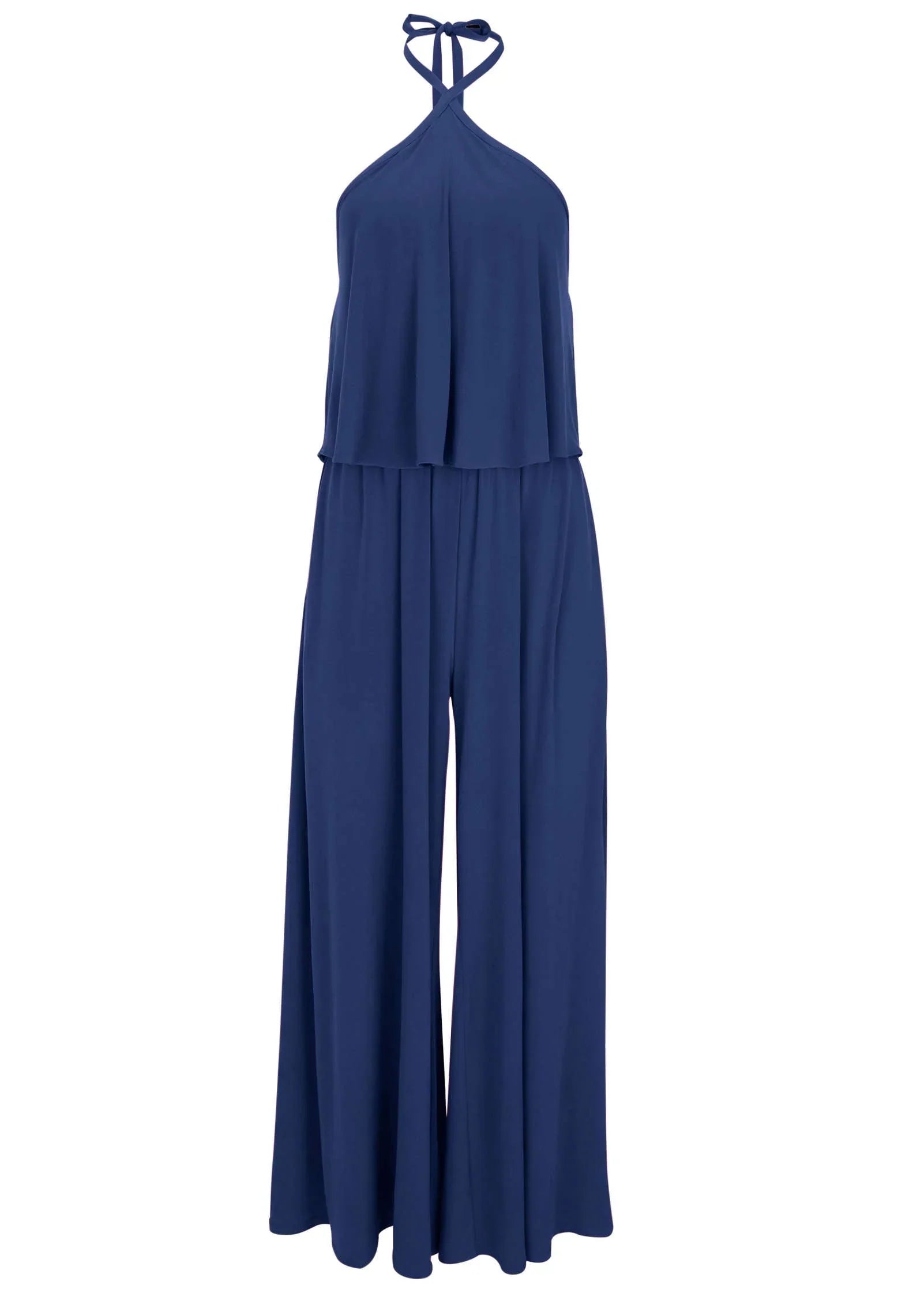 Cross Neck Jumpsuit Dark Blue