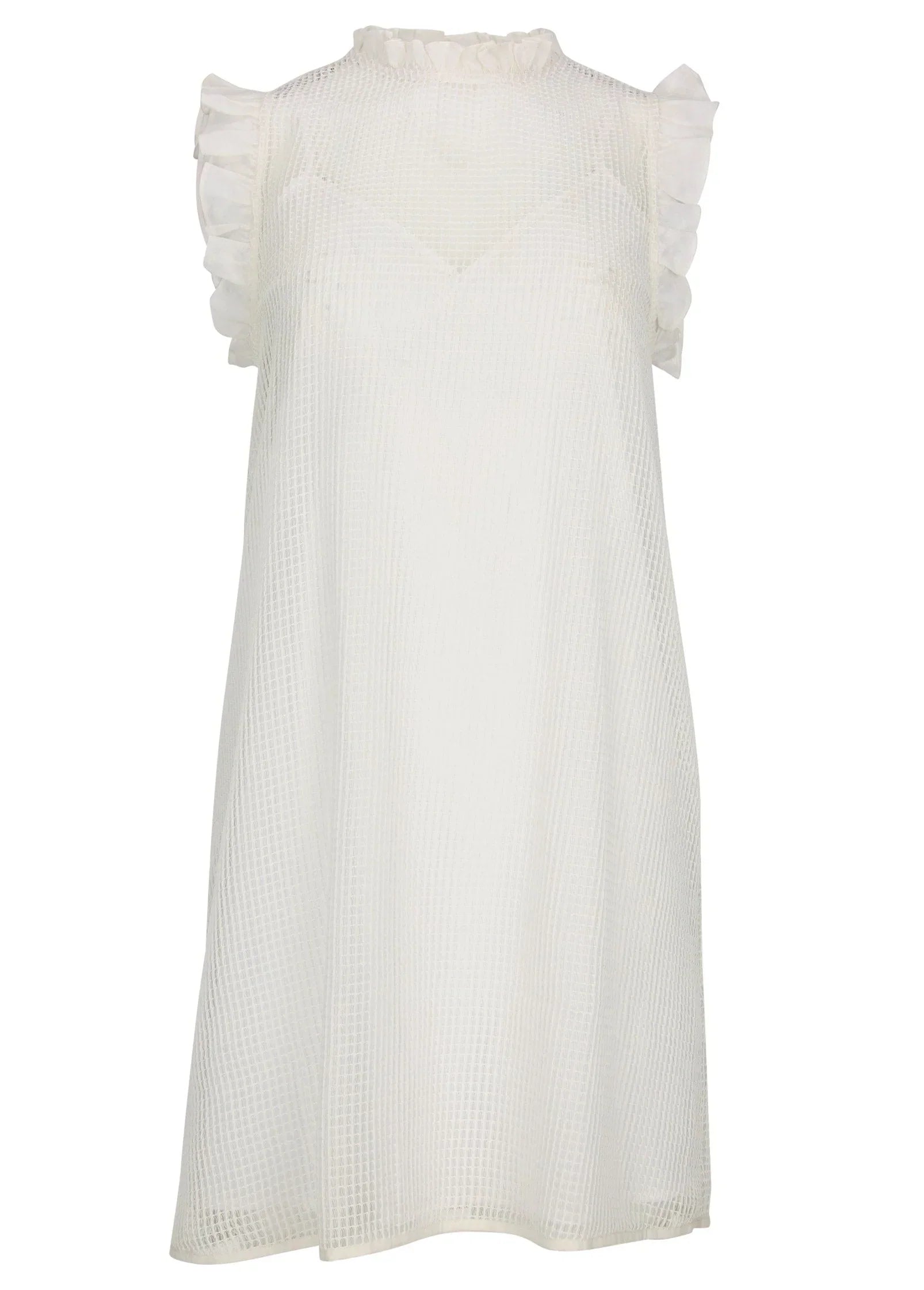 Diamond Lace Ruffle Dress Cloud Dancer