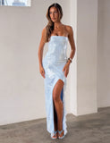 THEO SEQUIN MAXI DRESS SOFT BLUE