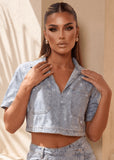 Redefine Myself Denim Crop Top Blue