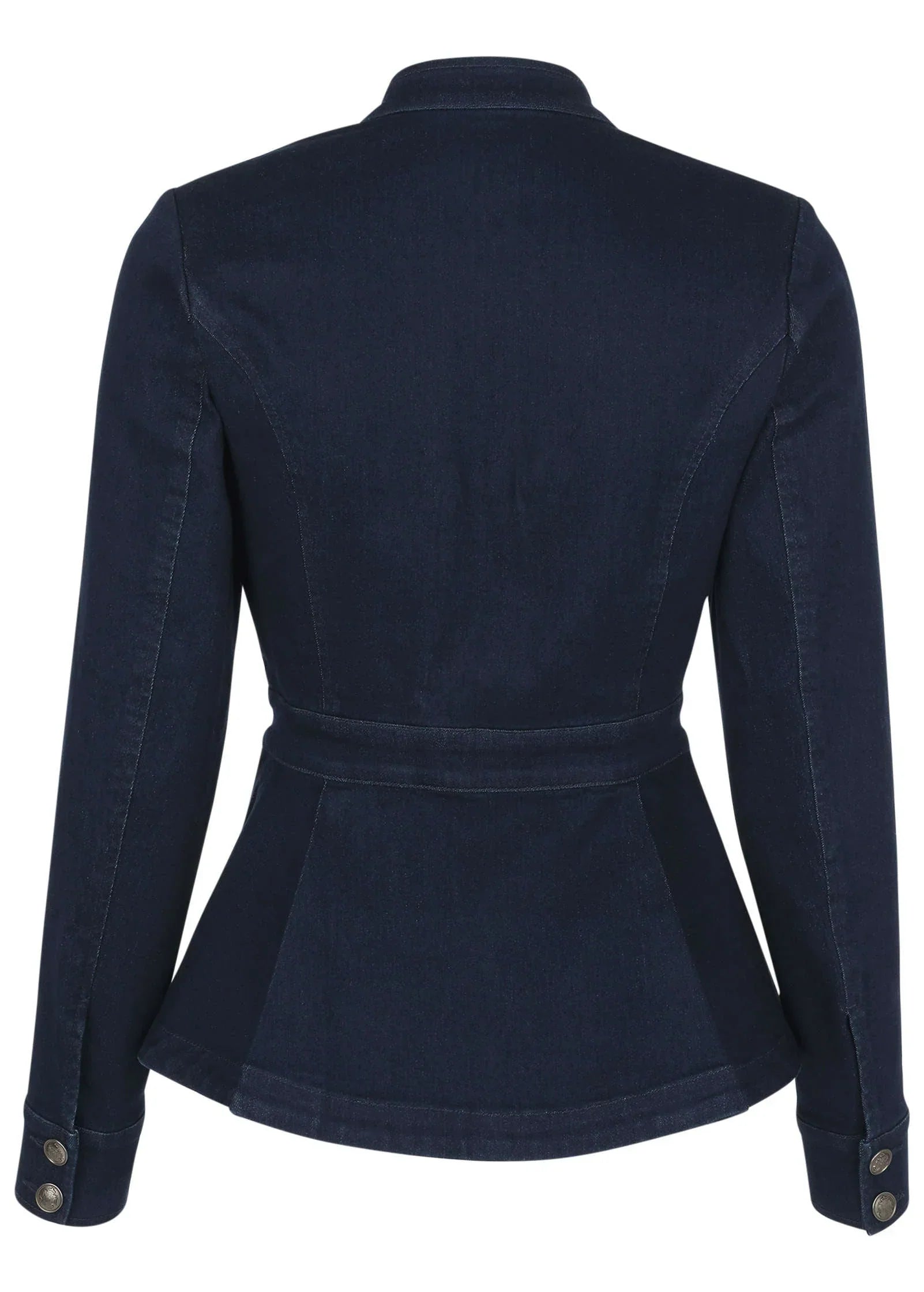Denim Peplum Blazer Dark Rinse Wash