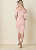 Ruched Mesh Bodycon Dress Blush