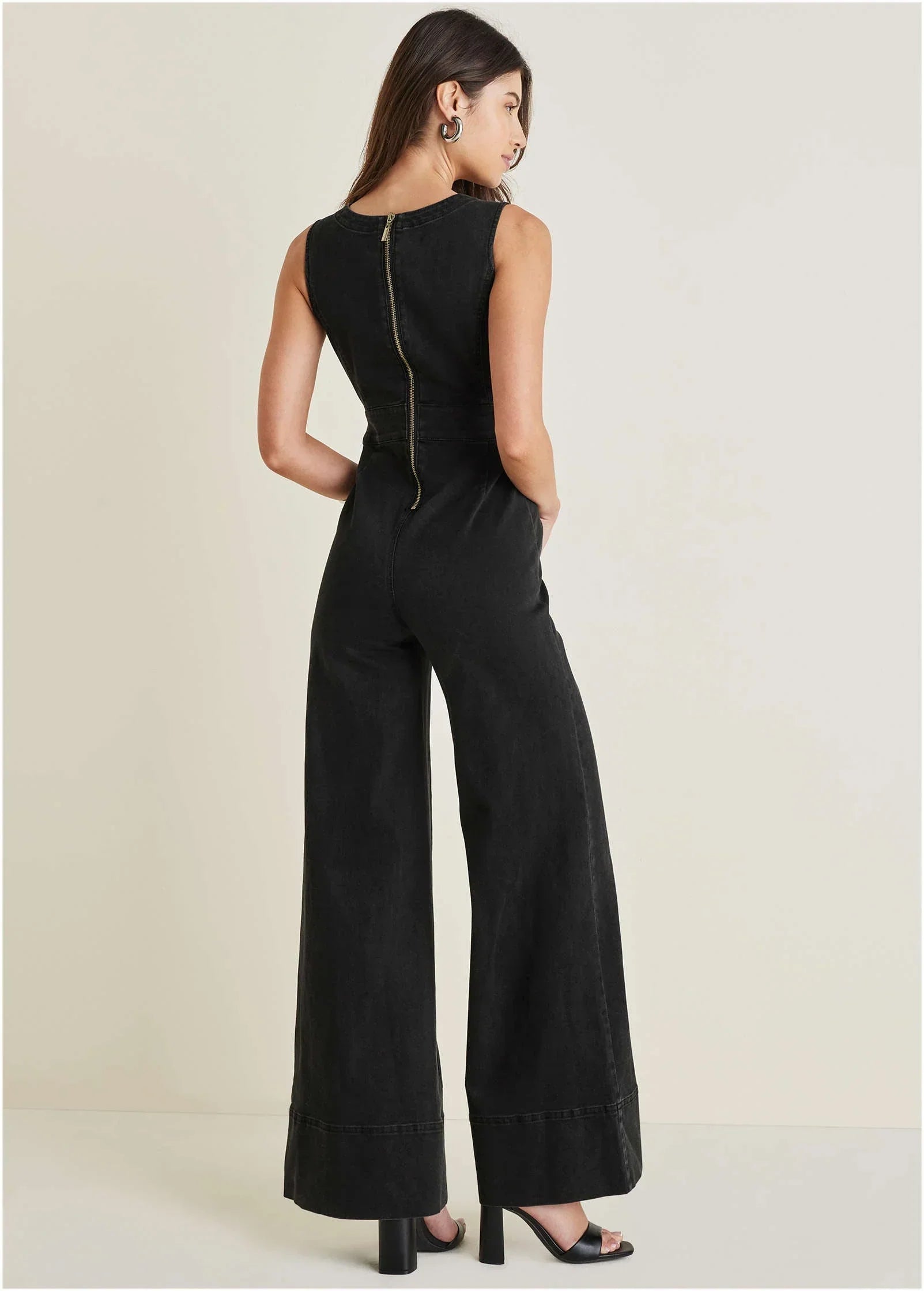 Stretch Denim Jumpsuit Black Wash