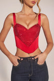Sweetheart Neck Lace Up Corset Top in Cherry