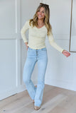 My Favorite Light Wash Button Up Flare Jeans
